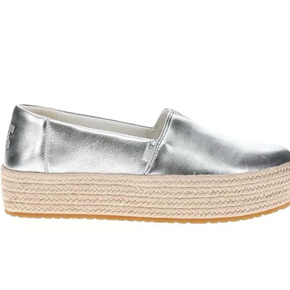 Silver Platform Espadrille Loafers